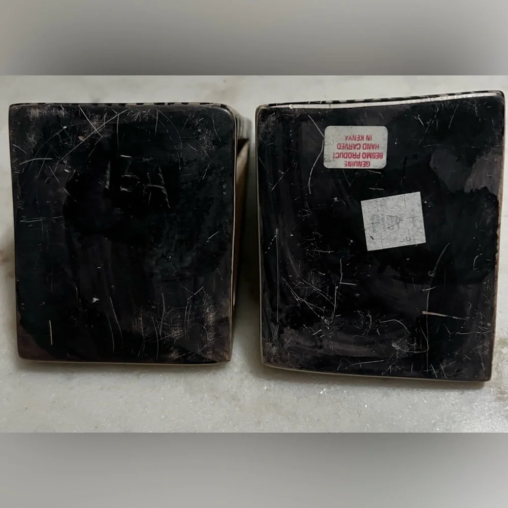 Pier 1 Hand Carved, Hand Painted Soapstone Zebra Bookend Pair